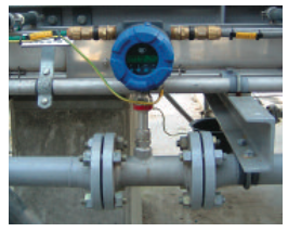 A Thermatel TA2 thermal mass flow meter measuring biogas in the field